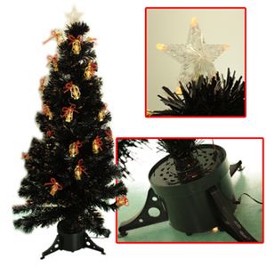 【クリスマス】180cm ファイバーブラッククリスマスツリー（LEDランタン） T601-180