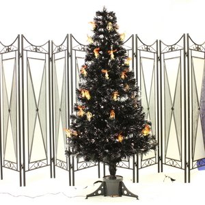 【クリスマス】150cmブラック光ファイバーツリー(クリスマスツリー/LEDランタン) T601-150