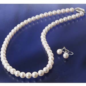 花珠真珠（あこや真珠） パールネックレス＆パールイヤリング 7～7.5mm玉 