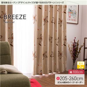 窓を飾るカーテン（デザインとサイズが選べる8000パターン）ナチュラル BREEZE（ブリーゼ） 遮光2級 （AL） 幅100cm×丈260cm（2枚組） ベージュ