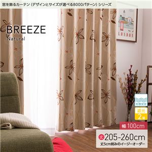 窓を飾るカーテン（デザインとサイズが選べる8000パターン）ナチュラル BREEZE（ブリーゼ） 遮光2級 形態安定 （AL） 幅100cm×丈240cm（2枚組） ローズ