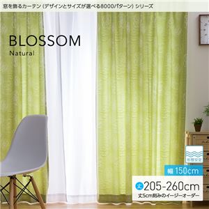 窓を飾るカーテン（デザインとサイズが選べる8000パターン）ナチュラル BLOSSOM（ブロッサム） 遮光2級 形態安定 （MZ） 幅150cm×丈210cm（2枚組） グリーン