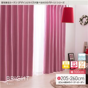 窓を飾るカーテン（デザインとサイズが選べる8000パターン）ベーシック無地 BRIGHT（ブライト） 遮光 遮熱 保温 形態安定 （HZ） 幅100cm×丈230cm（2枚組） ブラウン